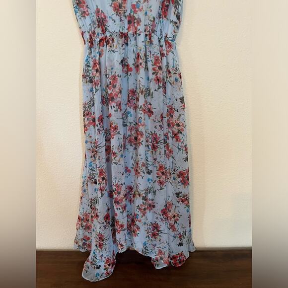 Likely floral V neck handkerchief hem sleeveless boho feminine midi dress - Picture 11 of 14